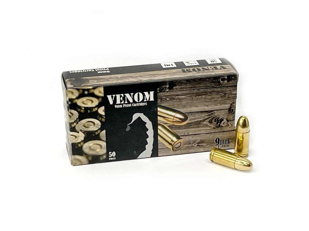 Venom 9mm Luger FMJ 115gr Brass Case Ammunition